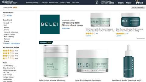 Amazon Belei Sponsored Ad